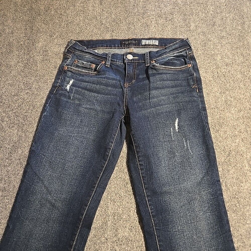 Aeropostale Skinny Denim Jeans Womens Size 8 Blue Distressed Straight - Picture 2 of 10
